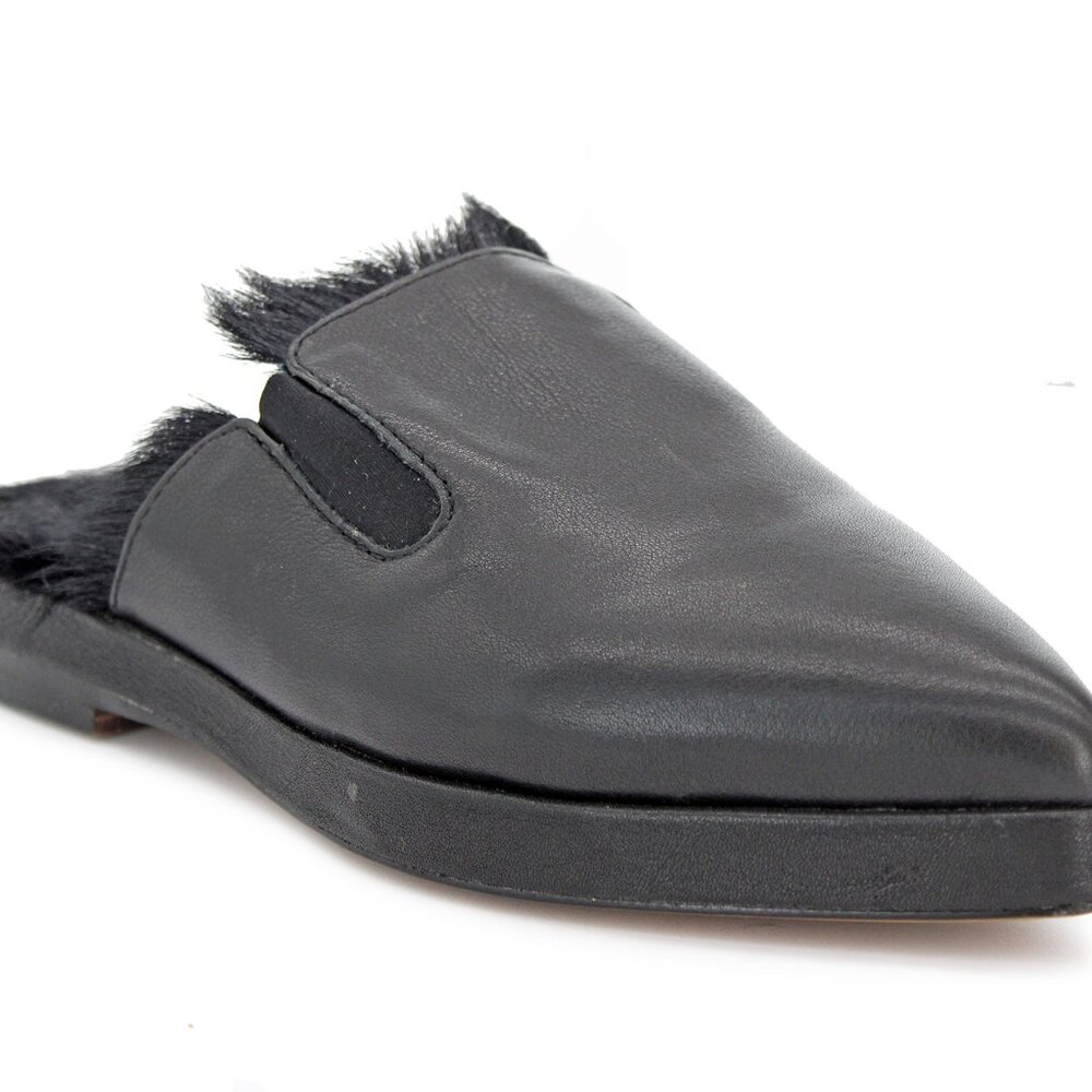 AUSTRALIA LUXE COLLECTIVE Womens Black ‘Kim’ Fur Lined Leather Mule: Size US 6